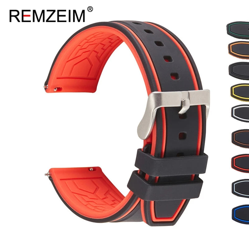 Silikon Uhrenarmband mit Schnellverschluss in 20/22/24mm Breite