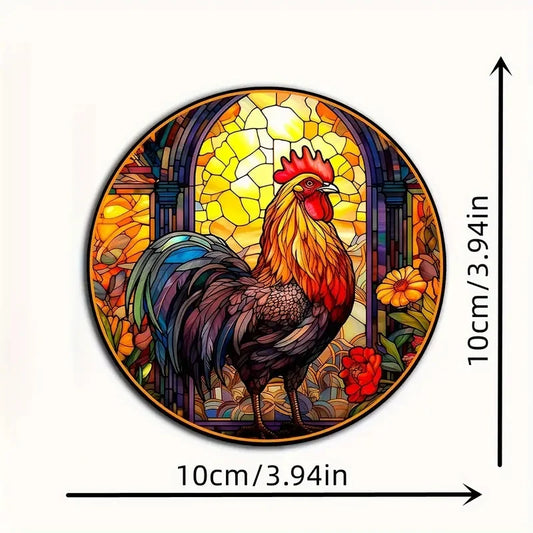 6er Set Holzuntersetzer Hahn – Rutschfest und Dekorativ für Zuhause