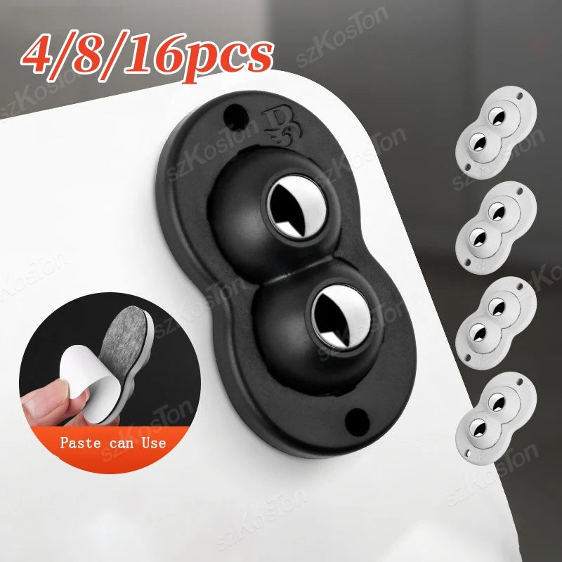 Selbstklebende Mini Lenkrolle aus ABS mit Stahl- oder Nylonkugeln, 360° Drehbar