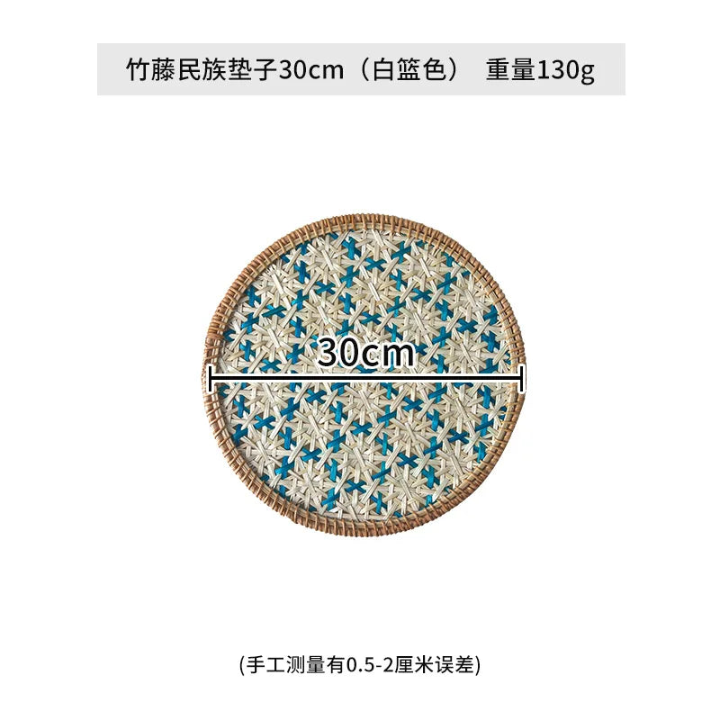 Handgewebtes Rattan Tischset im Böhmischen Stil