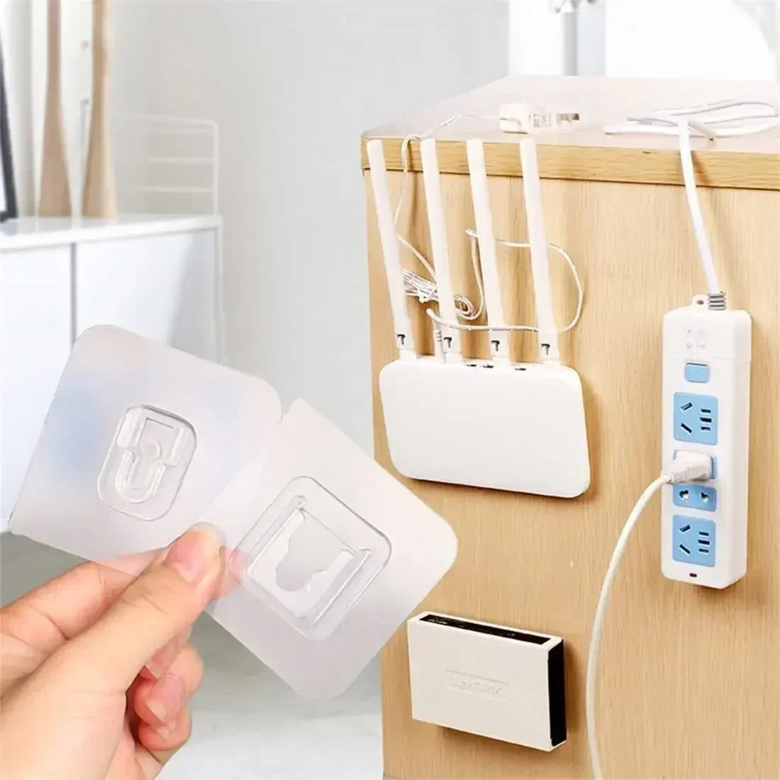 Spurlos - Stark: 6x6 cm transparente doppelseitige Wandhaken in 10 Paaren