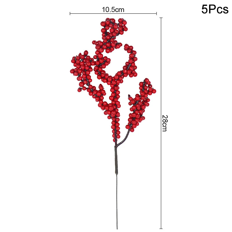 Weihnachtliche rote Beere und Tannenzapfen Dekoration 5 Stück