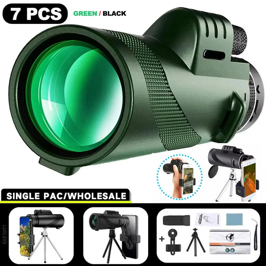 80x42 Monokular Teleskop mit Stativ und Telefonclip für Outdoor