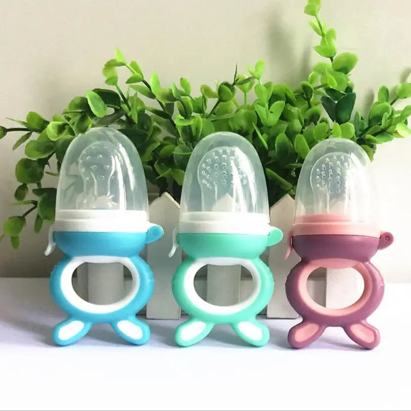 3er Set Silikon Netzbeutel Baby Futterspender mit leicht handhabbarem Ringlöffel-Yabubest - Home & More