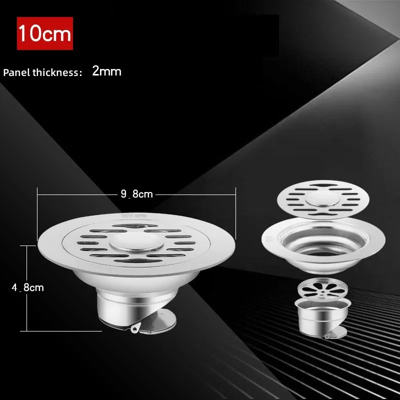 Edelstahl Bodenablauf mit Haarfänger Geruchshemmend für Dusche und Bad