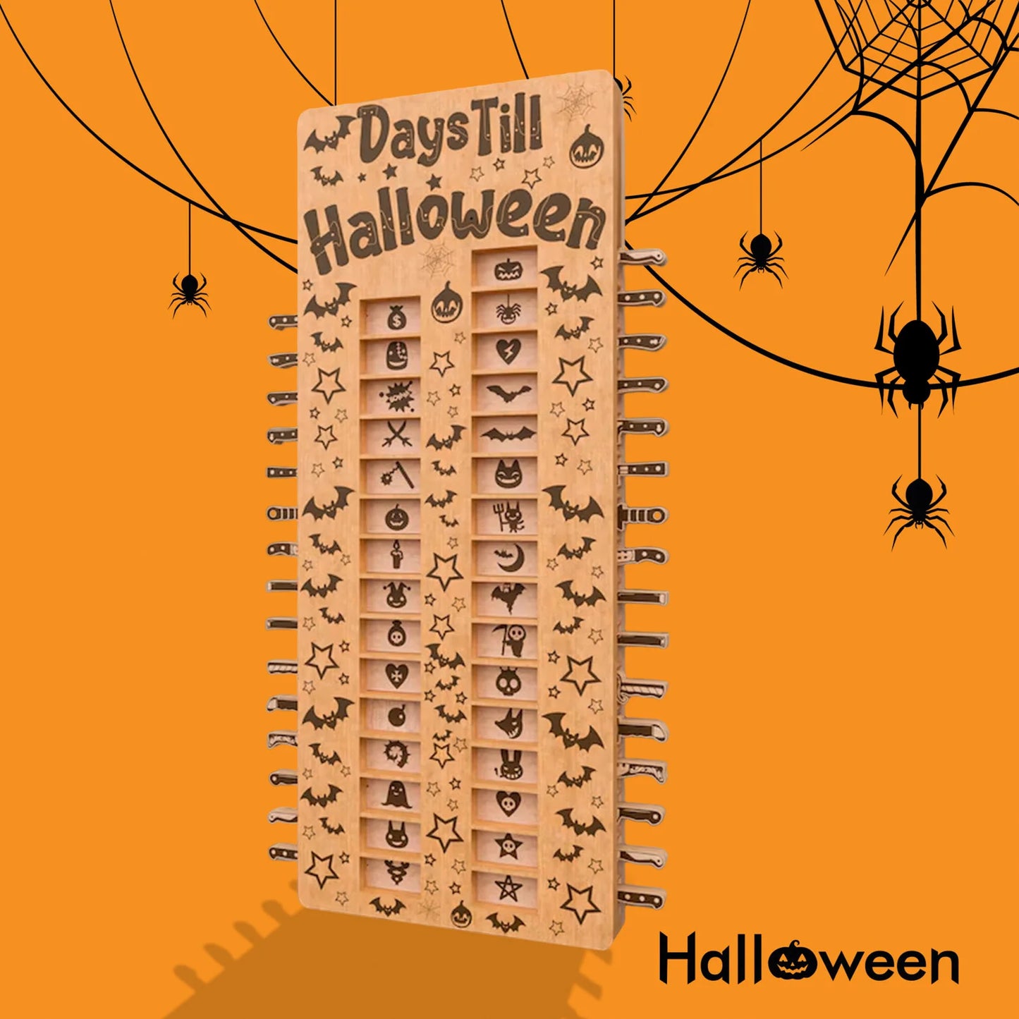 Halloween Adventskalender 31 Tage Holz Countdown mit gruseliger Deko