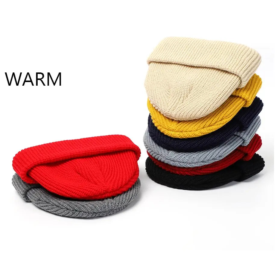 Unisex gestrickte Skullcap Beanie Mütze für alle Jahreszeiten