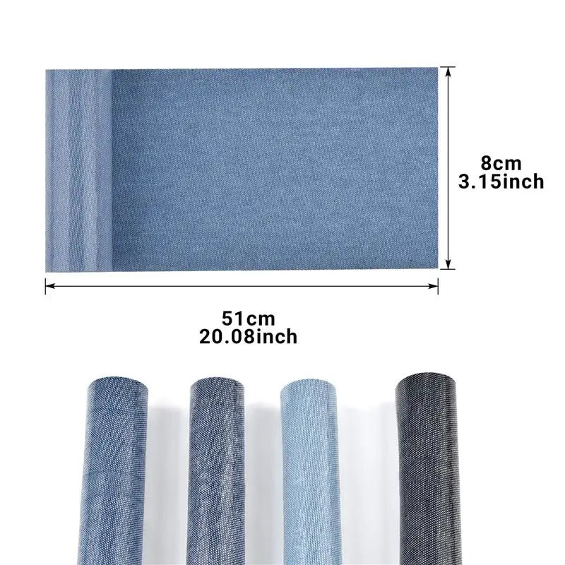 Denim Reparatur Bügelpatch 8x51cm Stoffflicken Schwarz Blau