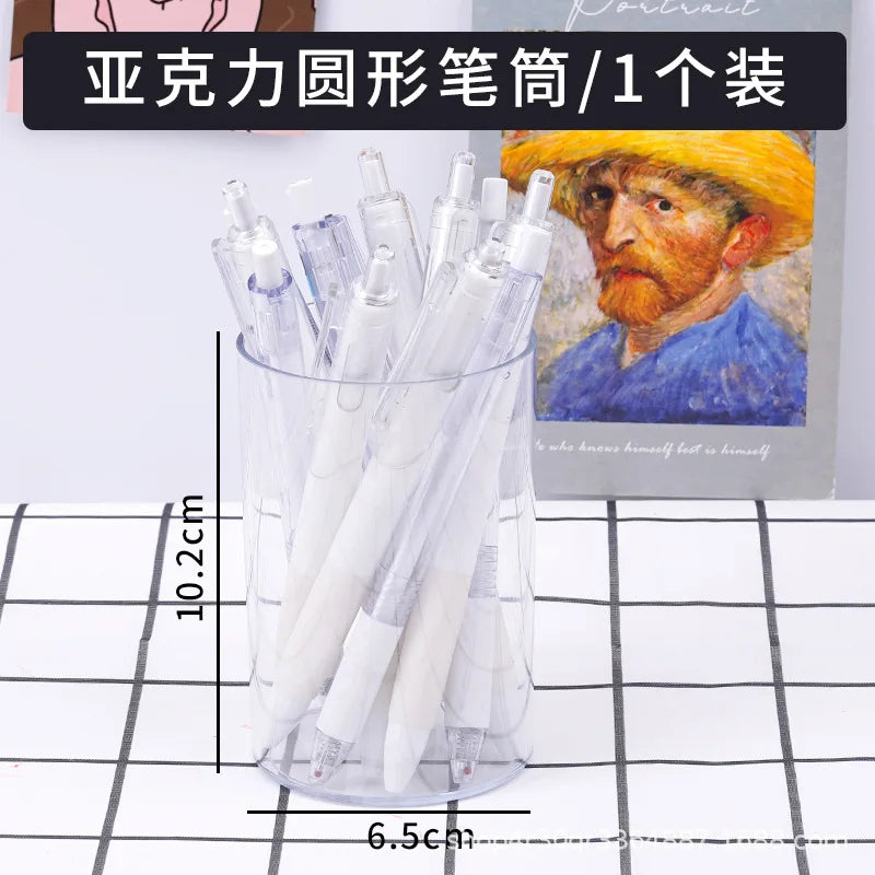 3-teiliger transparenter Acryl Stifthalter rund für Make-up und Bleistifte