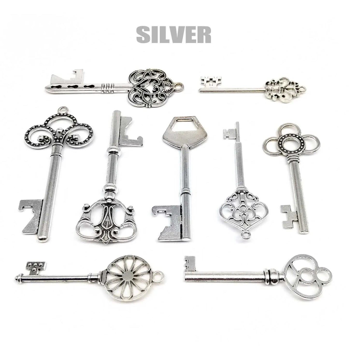9-teiliges Set Vintage Metall Schlüssel Charms für Schmuck DIY