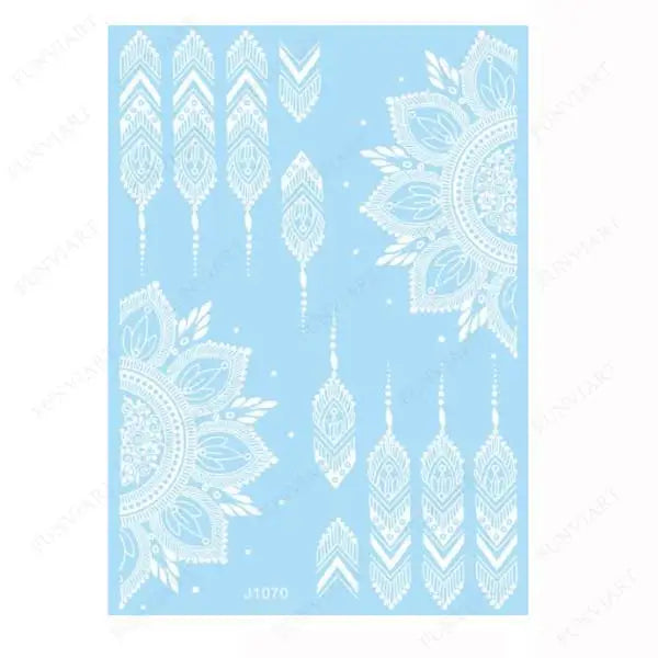 Weiße Henna Temporäre Tattoos für Frauen Hand Mehndi Party Körperkunst