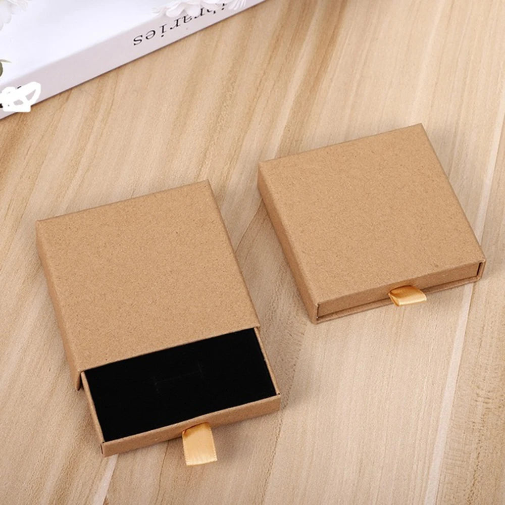 Dicke Kraftpapier Schmuckbox mit Schublade für Halskette Armband Ring