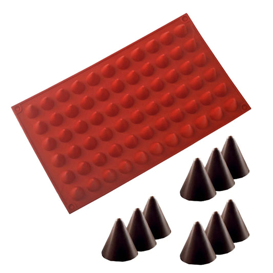 66-Zellen Minikegel Silikonform für Schokolade und Süßigkeiten backen