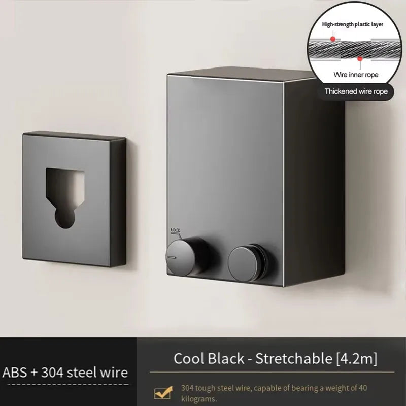 Teleskopische unsichtbare Wäscheleine für Innenbereich ohne Bohren