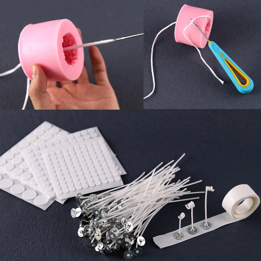 Rauchfreie Kerzendochte aus Baumwolle mit Metallhalter 2 6 bis 20 cm