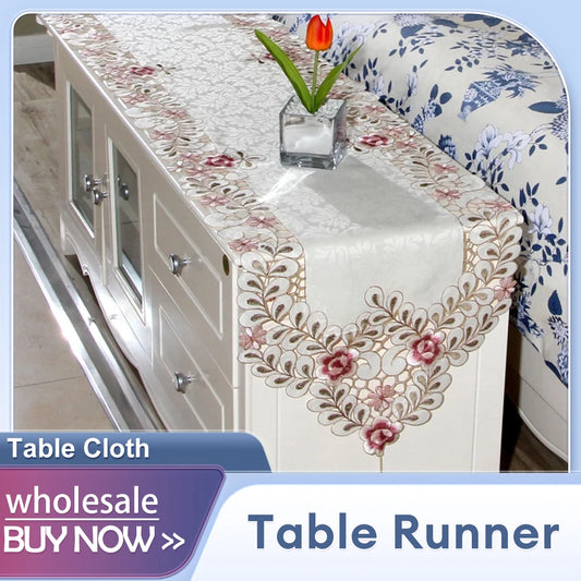 Vintage Blumenspitze Tischläufer/Tischdecke – Durchscheinende Gaze Deko Varianten