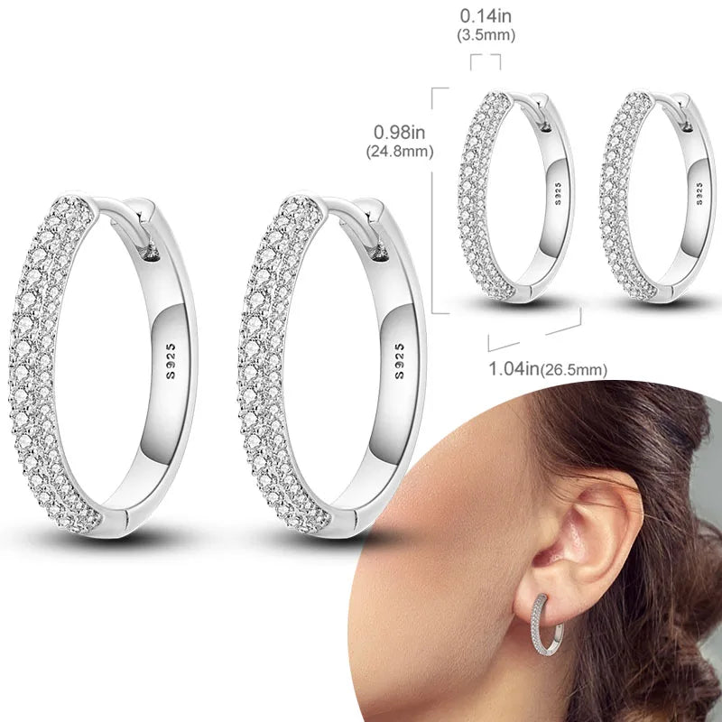 925 Sterling Silber Creolen mit Zirkonia Wassertropfen für Damen
