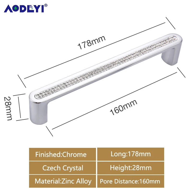 Eleganter Kristall Möbelknopf Diamant Optik für Schrank Schublade Gold/Chrom