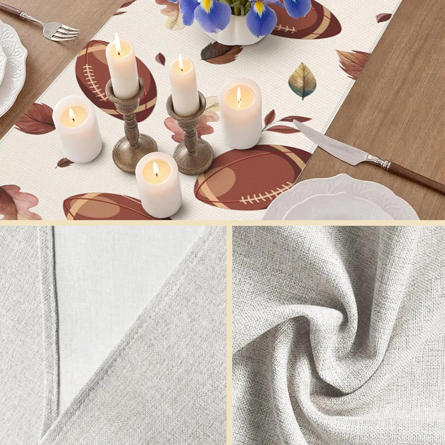 Herbst Ahornblatt Rugby Tischläufer Deko für Küche Party Zuhause