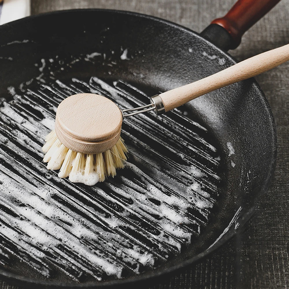 Nachhaltige Holz Geschirrbürste mit Sisal und Kokosnuss