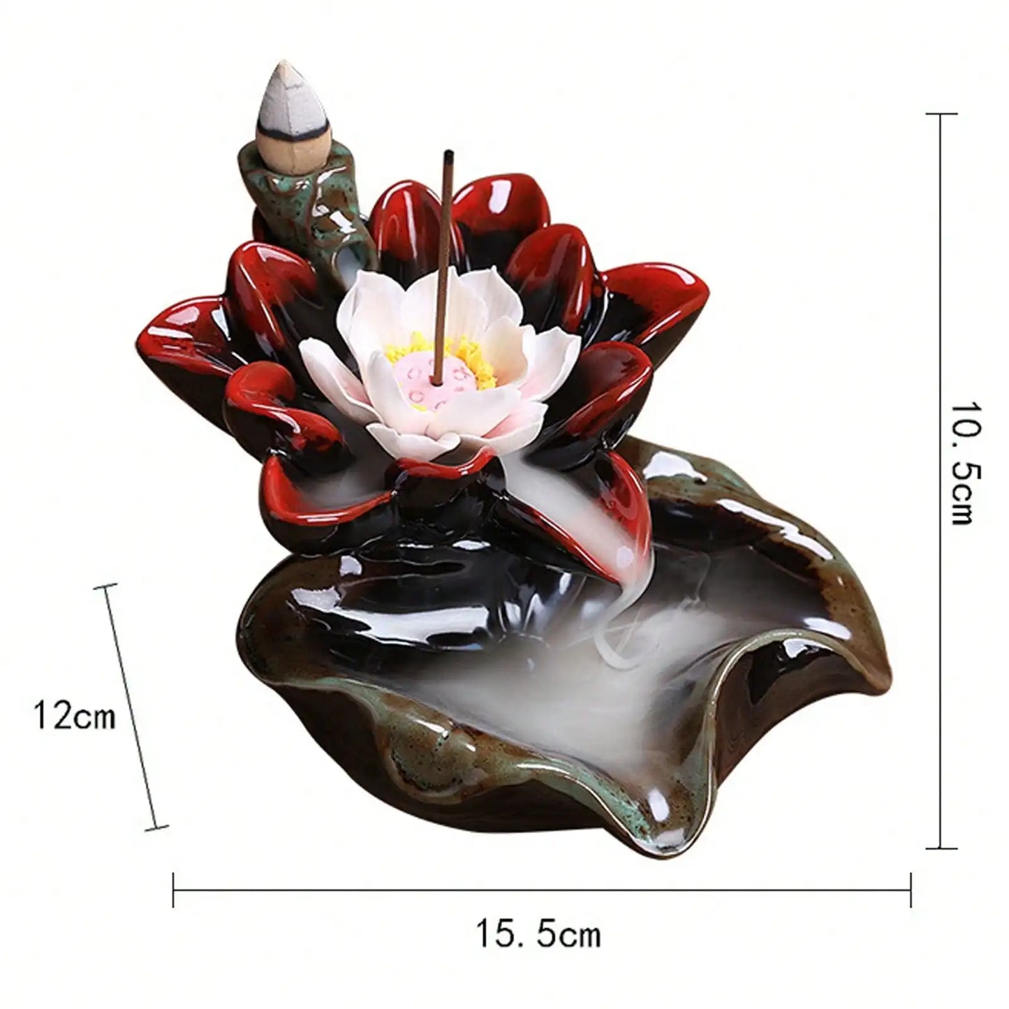 Keramik Lotus Rückfluss Räucherstäbchenhalter für Meditation