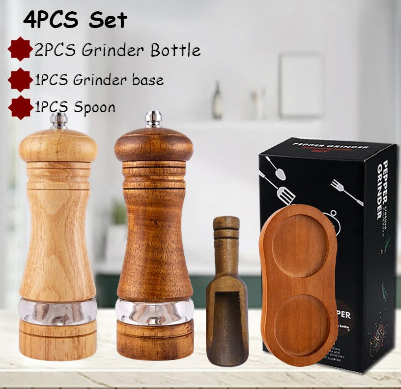 6 Zoll Holz Pfeffermühle manuell mit einstellbarem Keramik-Mahlwerk