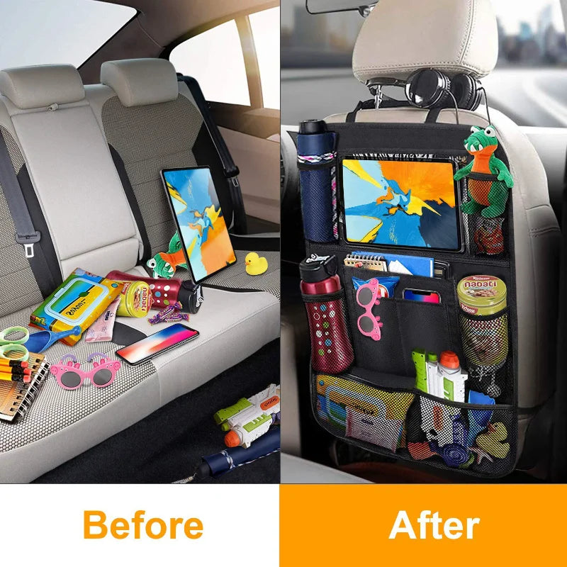 Rücksitz-Organizer mit Tablet-Halterung und mehreren Taschen für Familienautos