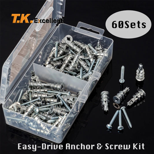 120x Zinklegierung Trockenbauanker mit Blechschraube selbstbohrend