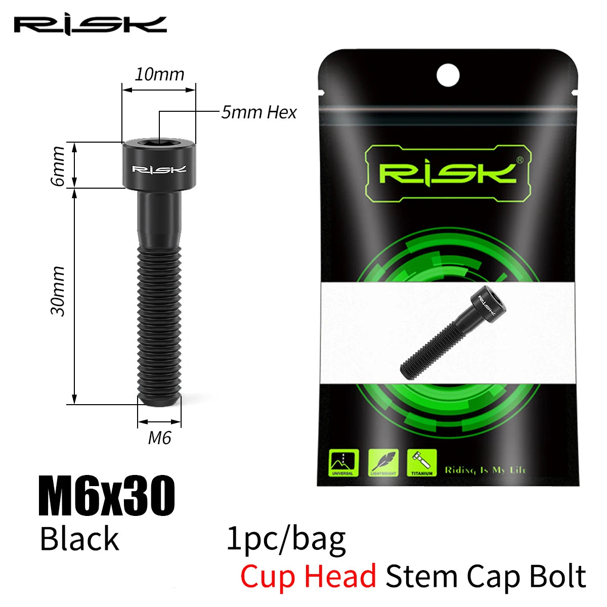 Fahrrad Titan Bolzen Schrauben M6x30-50 für Headset Vorbau Bremssattel