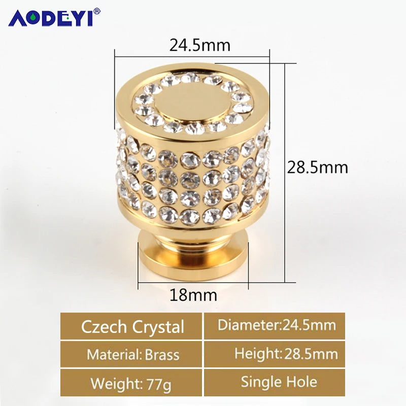 Eleganter Kristall Möbelknopf Diamant Optik für Schrank Schublade Gold/Chrom