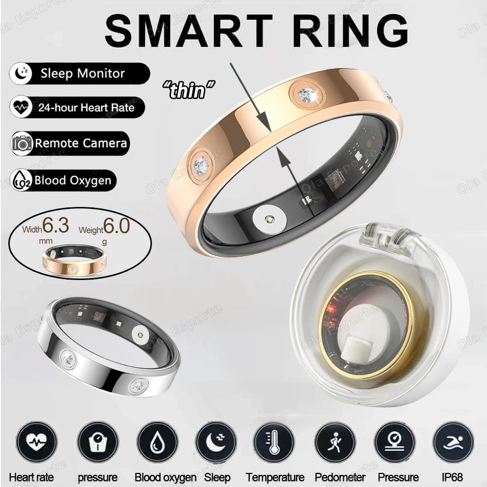 Schmaler Damen Smart Ring mit Schlaf und Gesundheitsmonitor 2025
