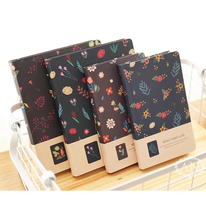 Retro-Notizbuch mit Blumenmotiv – Hardcover Tagebuch-Yabubest - Home & More