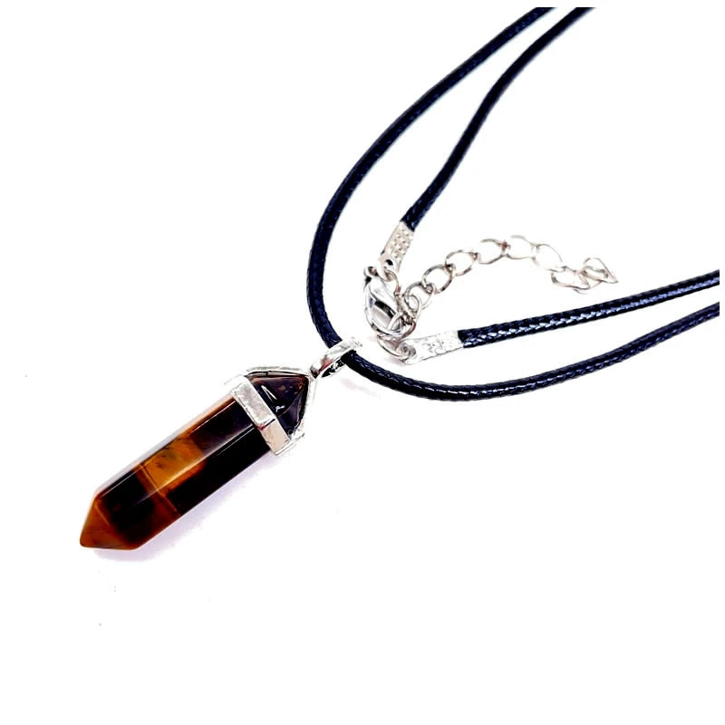 Naturstein Sechseck Stabanhänger – DIY Schmuck, Amethyst, Tigerauge Mix