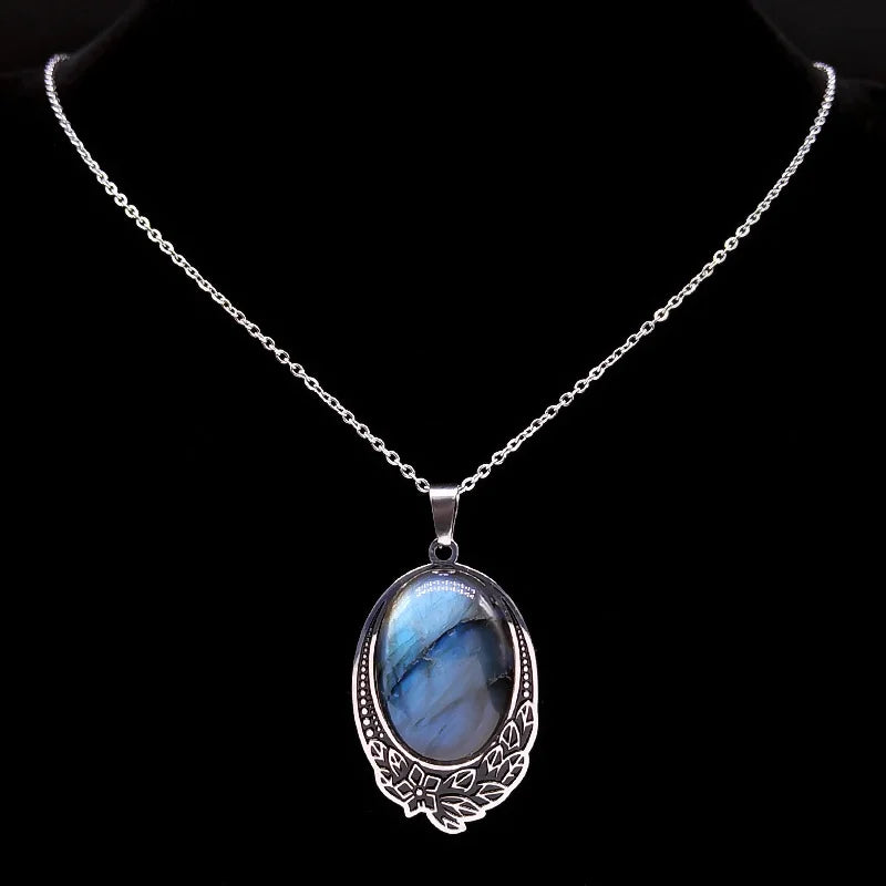 Boho Naturstein Labradorit Halskette für spirituelle Meditation