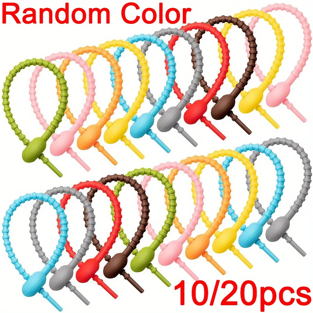 Wiederverwendbare Silikonbinder Kabelbinder Brotbinder mit Taschenclip