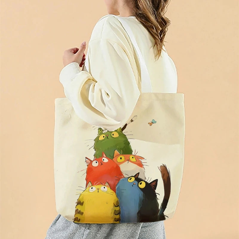 Modische wiederverwendbare Einkaufstasche mit Katzenmotiv