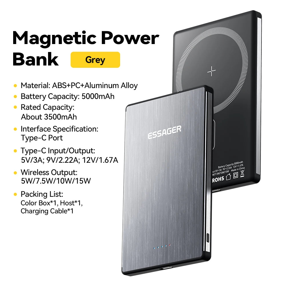 Dünne Magnetische Kabellose Powerbank 5000mAh 20W Schnellladung