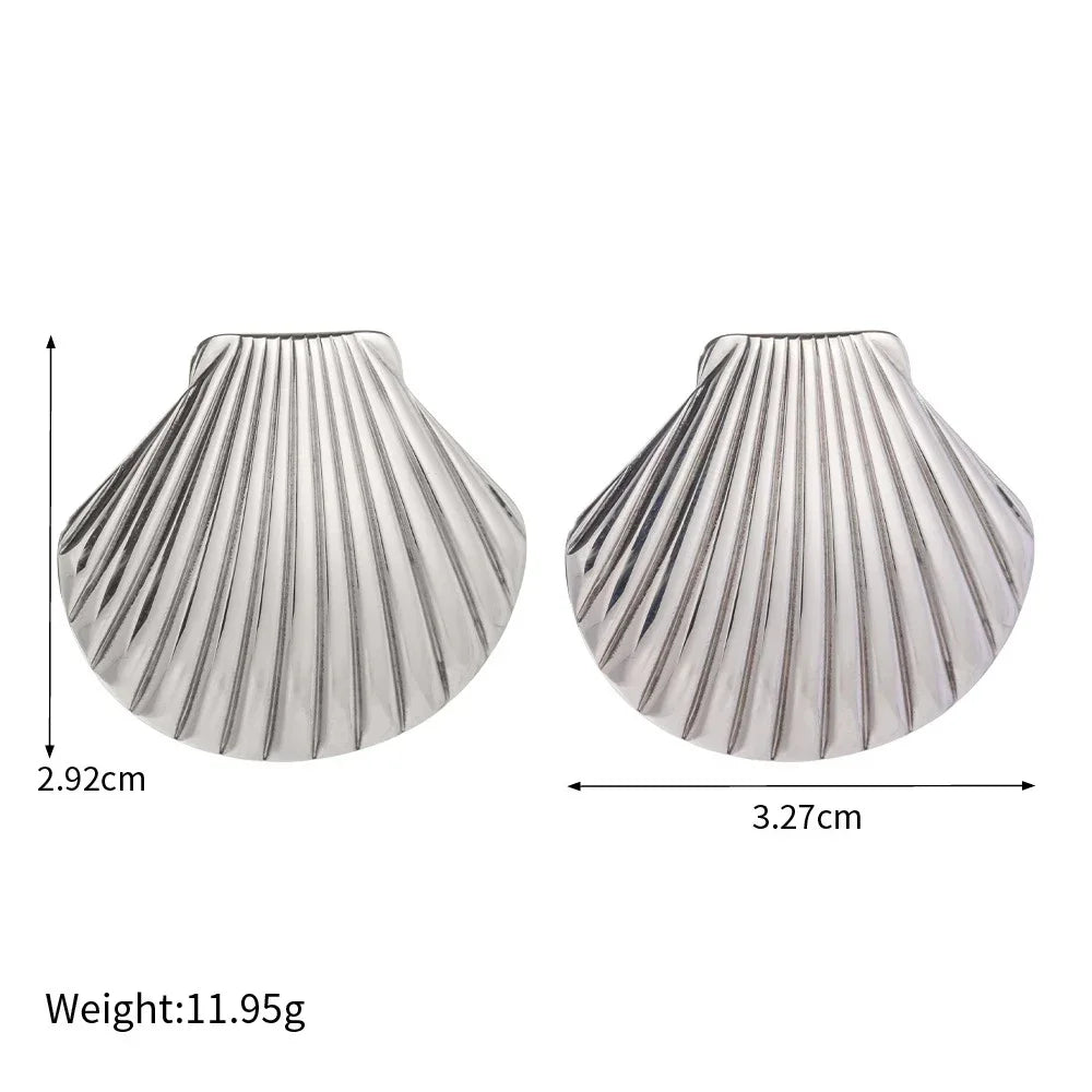 Dicke Edelstahl Muschel Ohrstecker Bolzen mit 18K Vergoldung