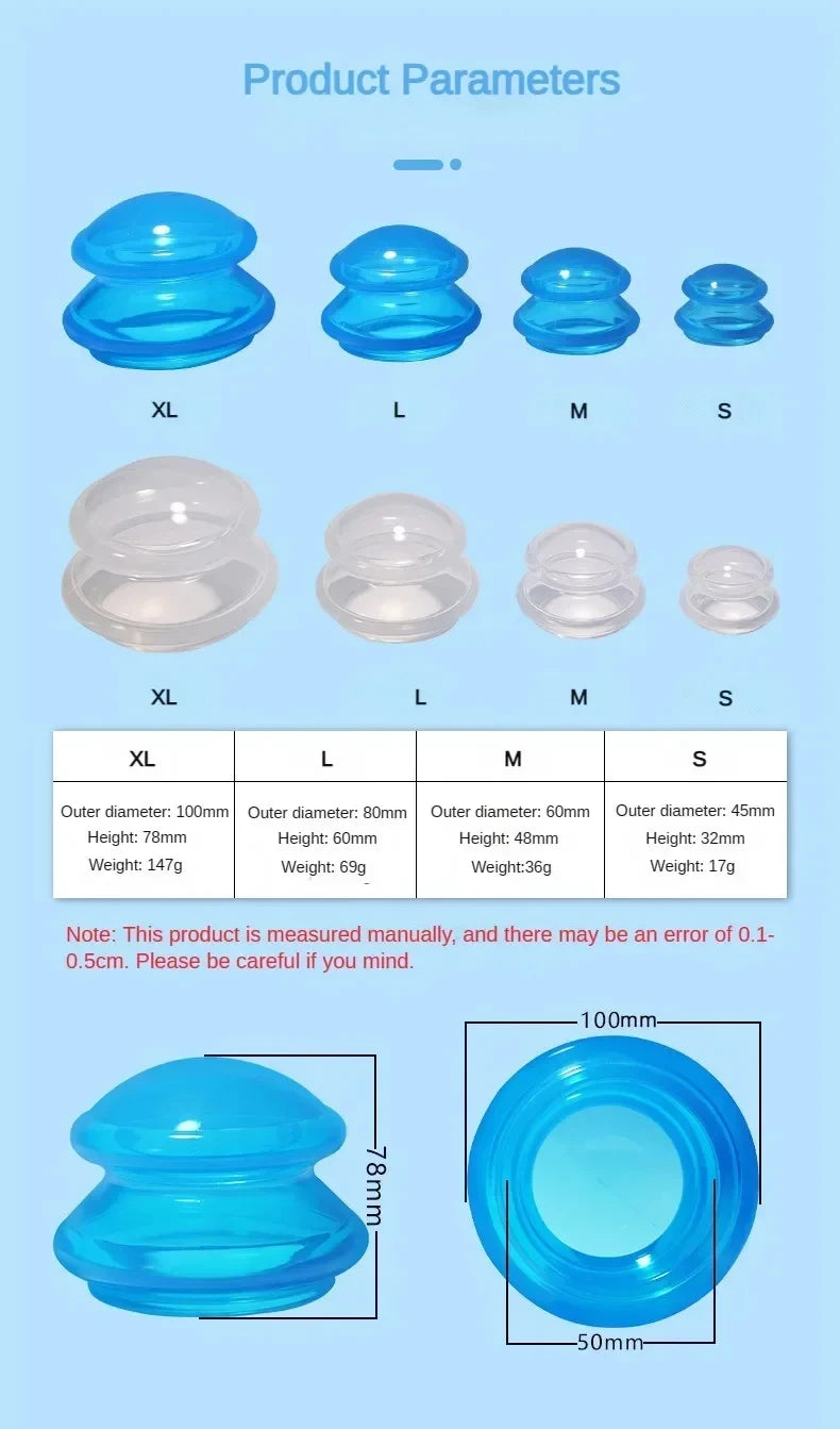 Silikon Schröpf Set zur Körpermassage und Anti Cellulite Therapie