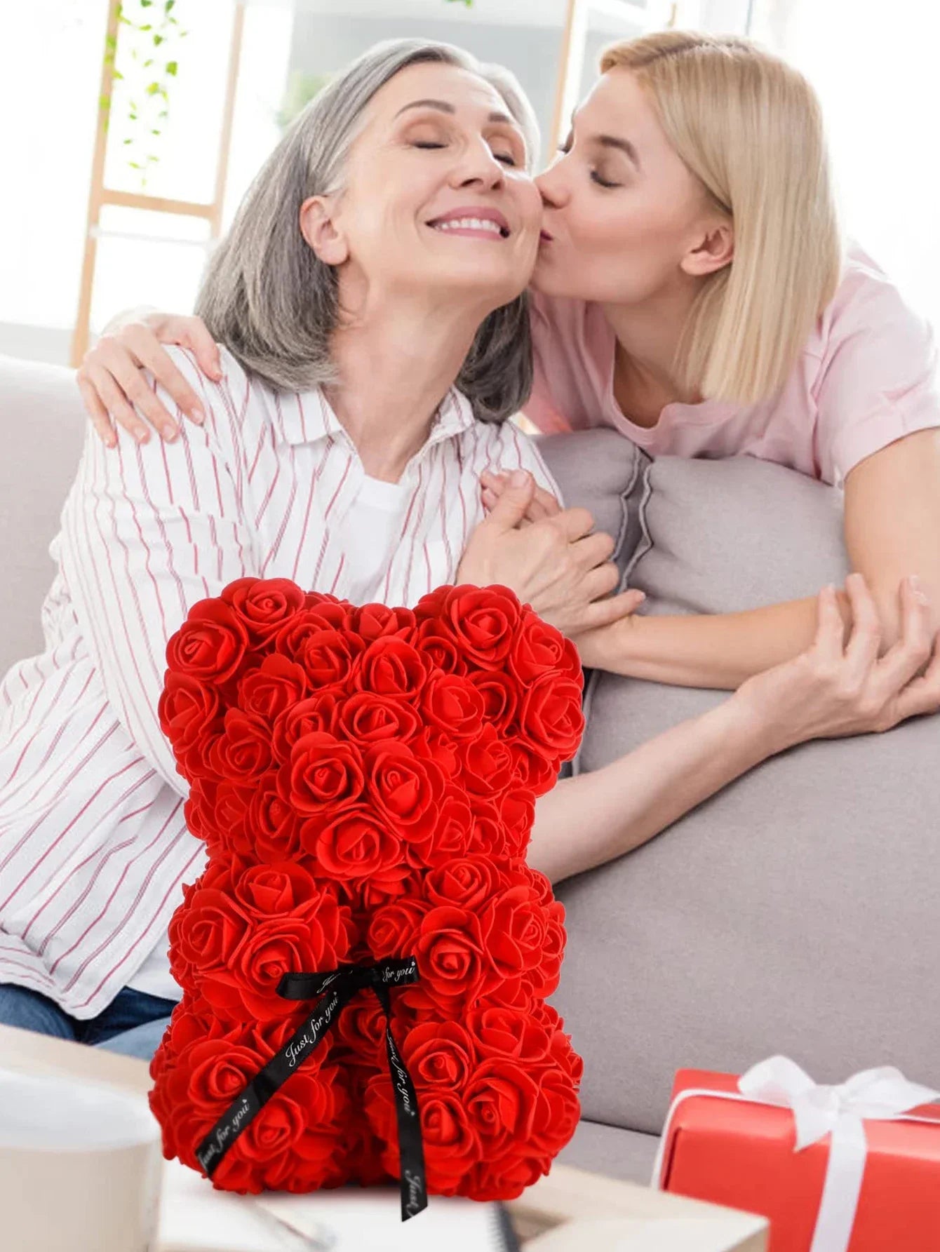 Ewige Rose Teddybär 25m Künstliche Blumen Geschenk und Dekoration-Yabubest - Home & More