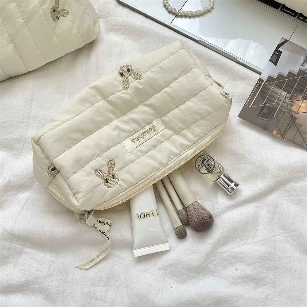 Praktische Kosmetiktasche aus weichem Baumwollstoff für Damen