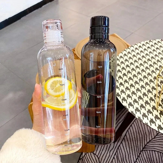 Clever trinken - unterwegs top hydriert: 500 ml BPA-freie Wasserflasche mit Zeitmarker