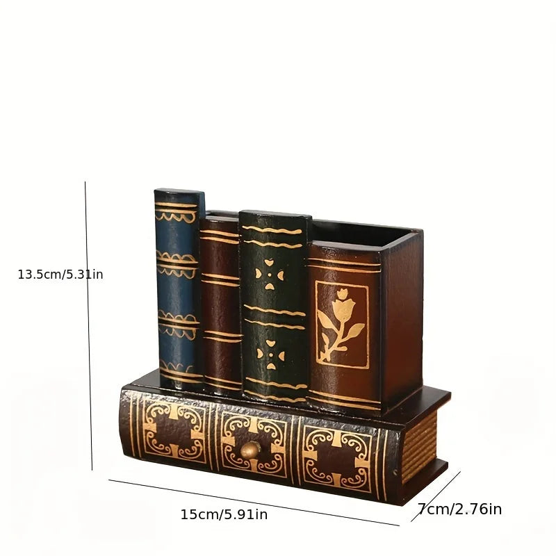 Europäischer Stifthalter aus Holz im Vintage Stil