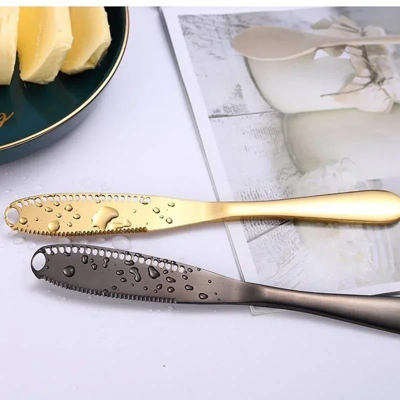 Vielseitiger 3in1 Edelstahl-Butterverteiler in Silber - Gold – Schneiden - Streichen leicht gemacht
