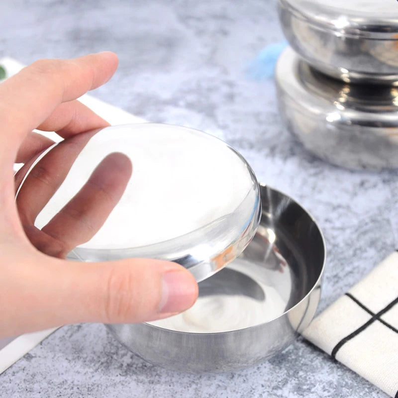 Große Edelstahl Reisschüssel mit Deckel für sicheres Servieren