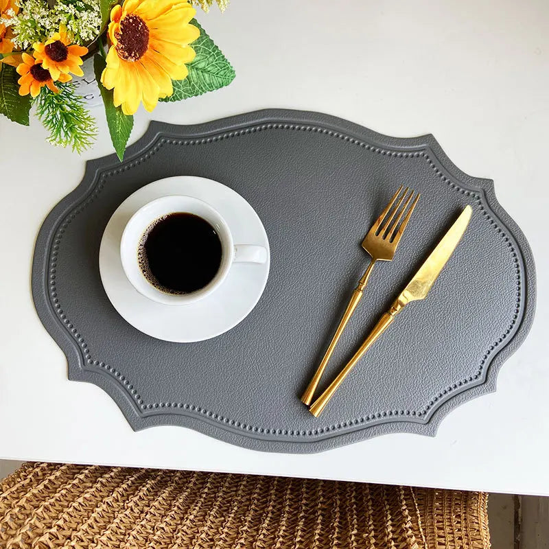 Geformte PU Kunstleder Tischsets Luxus Schwarz Creme Grau 1/4/6 Stk.