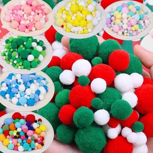 160 bunte Bastel-Pompons 8-30 mm – weicher DIY-Mix für kreative Projekte