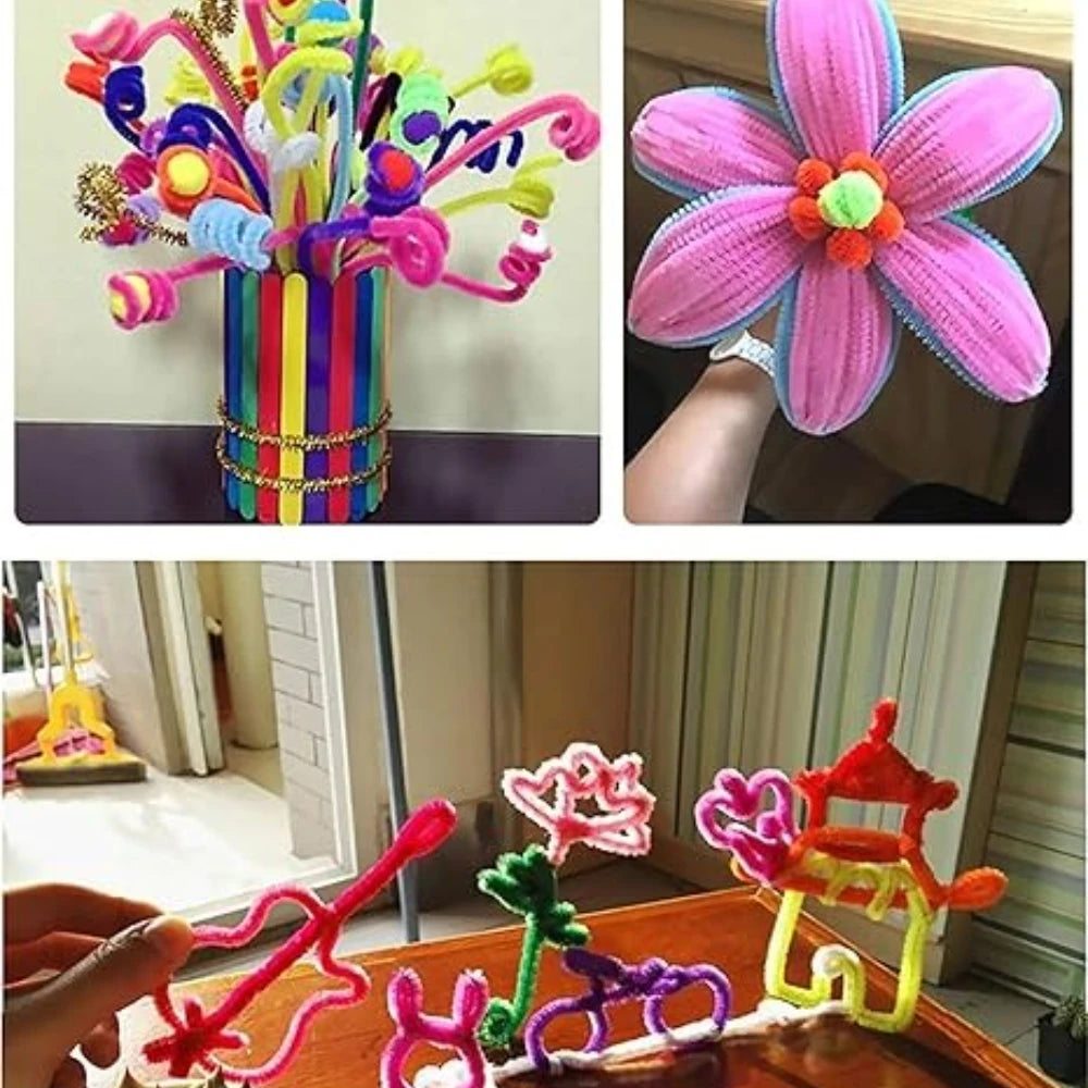 Bunte Chenille-Stiel-Rohrreiniger Plüsch-Draht Sticks für DIY Basteln