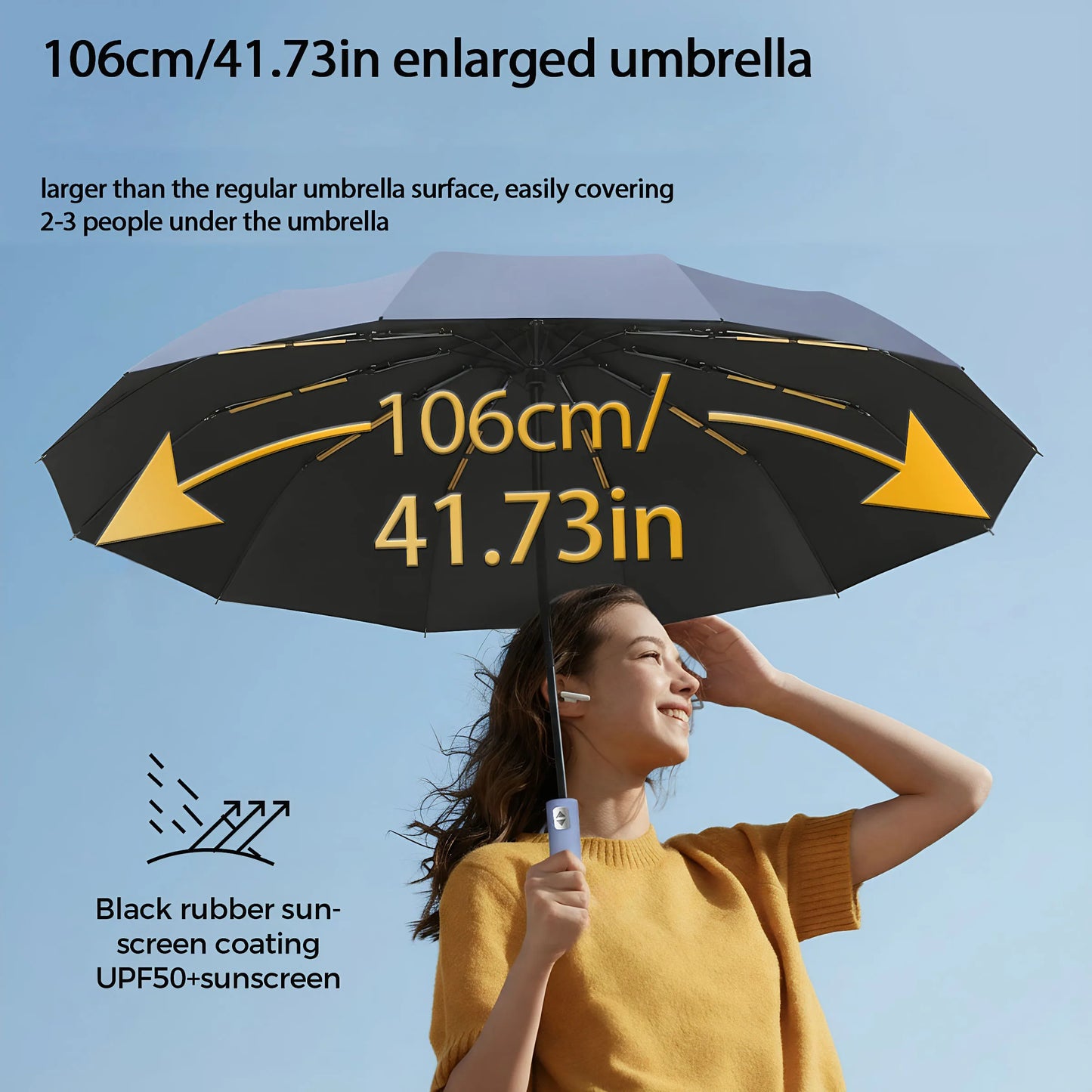 Automatischer 12-Knochen Doppelschirm mit großem Nylon-Schirm und stabilem Rahmen