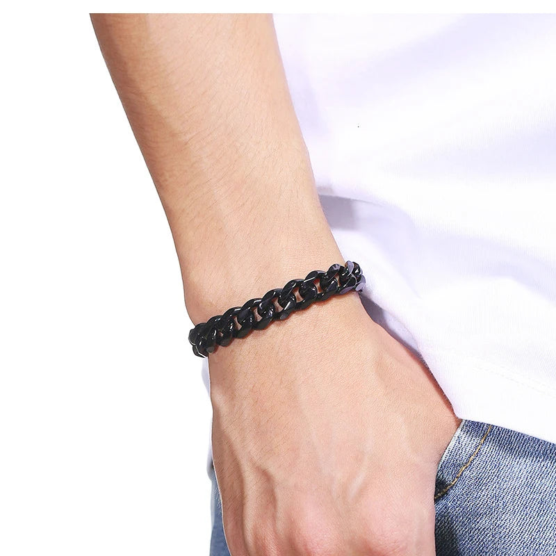 Modernes Unisex Edelstahl Armband kubanische Kette für Paare
